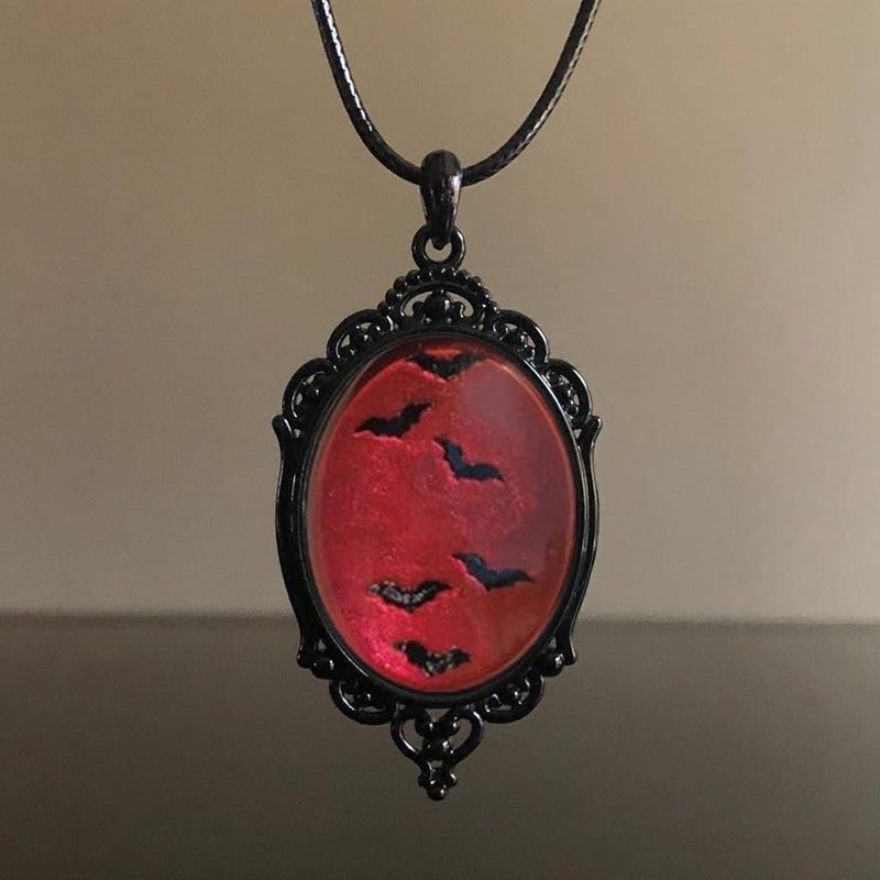 MIFYNN Gothic Bat Glass Pendant Necklace for Women Vintage Gothic Rope Chain Witch Bat Choker Dark Punk Style Necklace Victoria Emboss Necklaces Mystic Witch Jewelry Accessories - Image 3